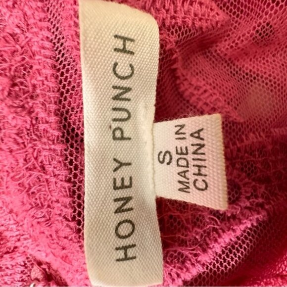 Honey Punch Pink Lace Romper Maxi Dress Size Small Plunging Neckline Feminine - Picture 14 of 15